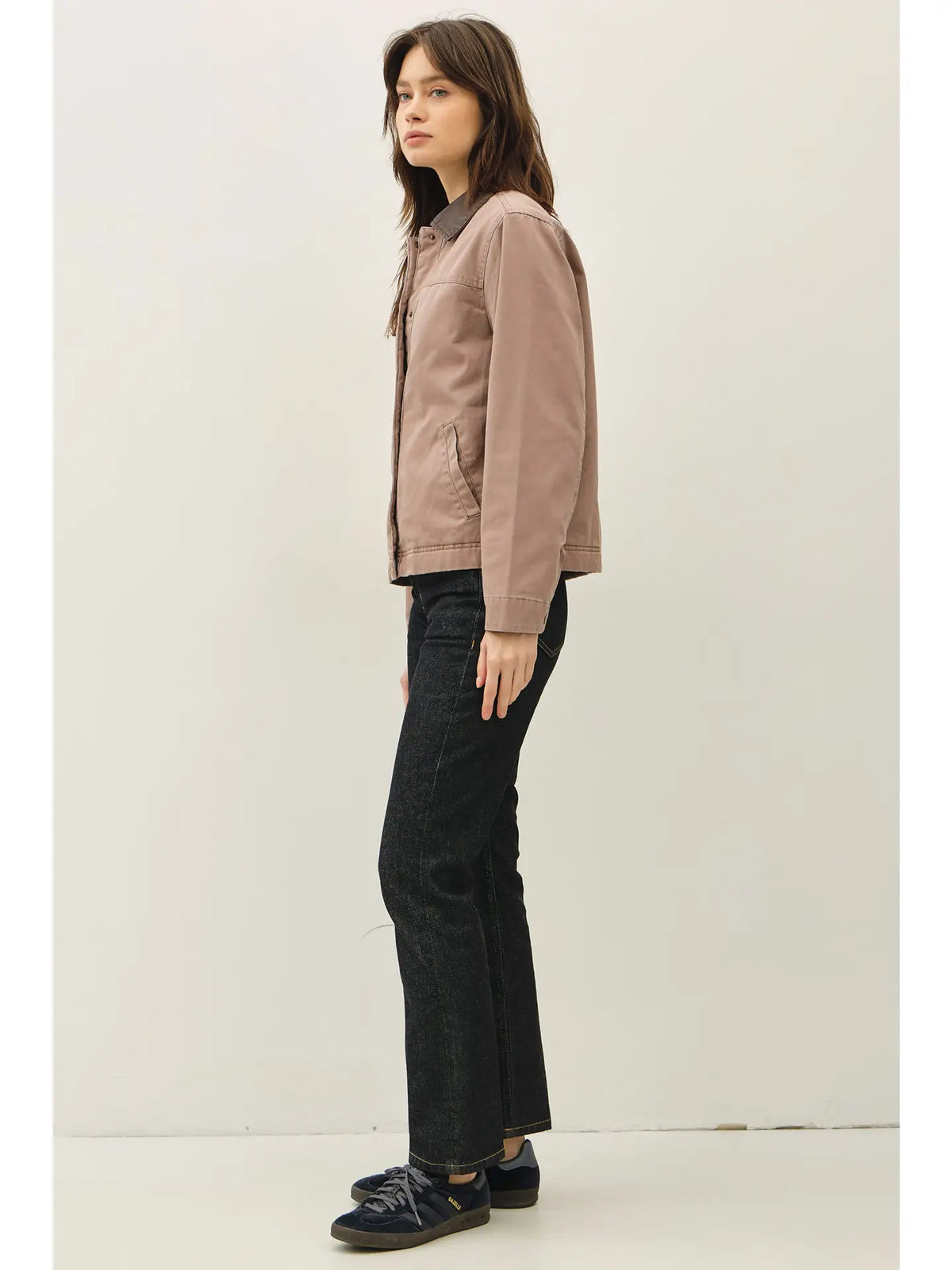 CHORE JACKET W/ LEATHER COLLAR