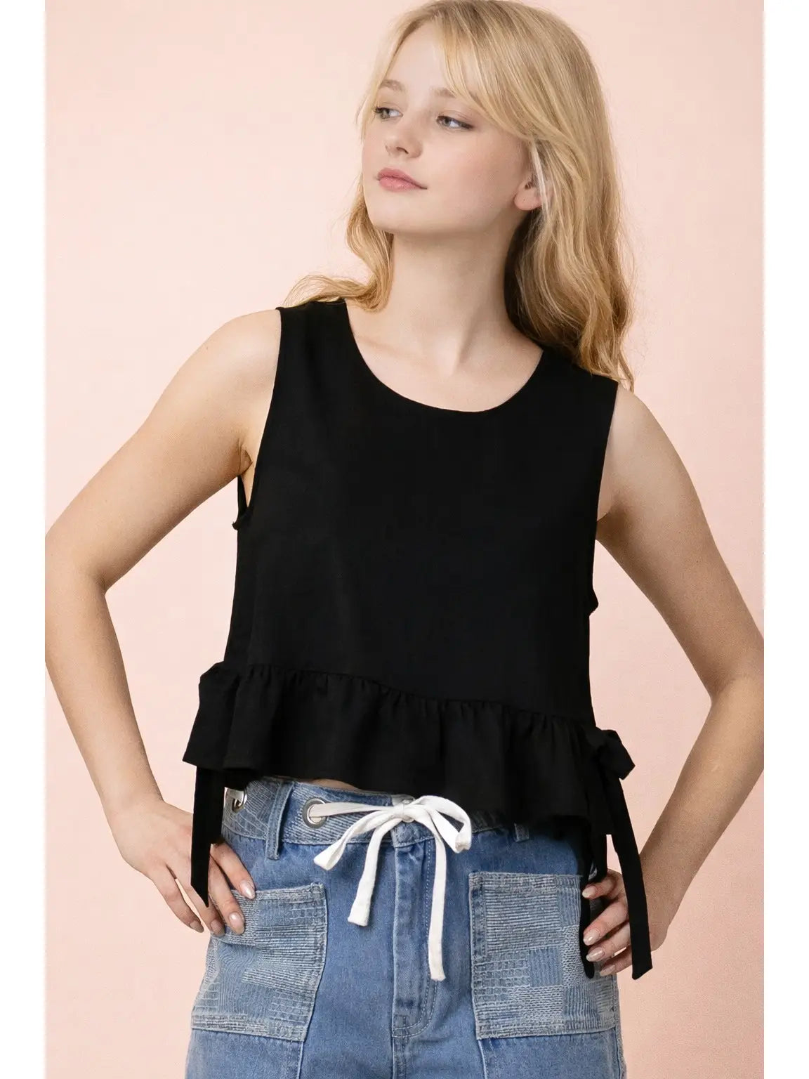 Side Tie Linen Tank