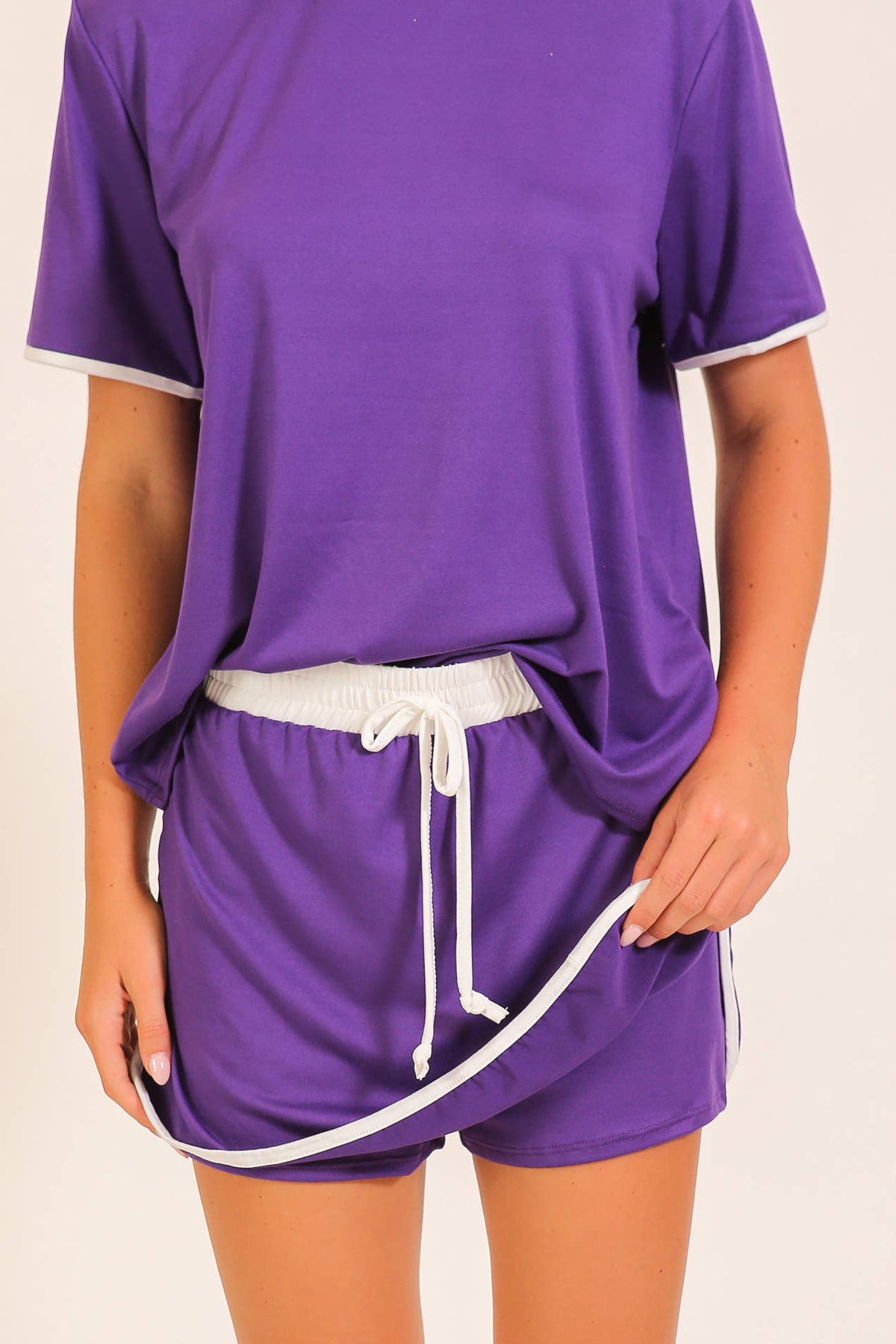 Contrast Trim Knit Game Day Skort Set