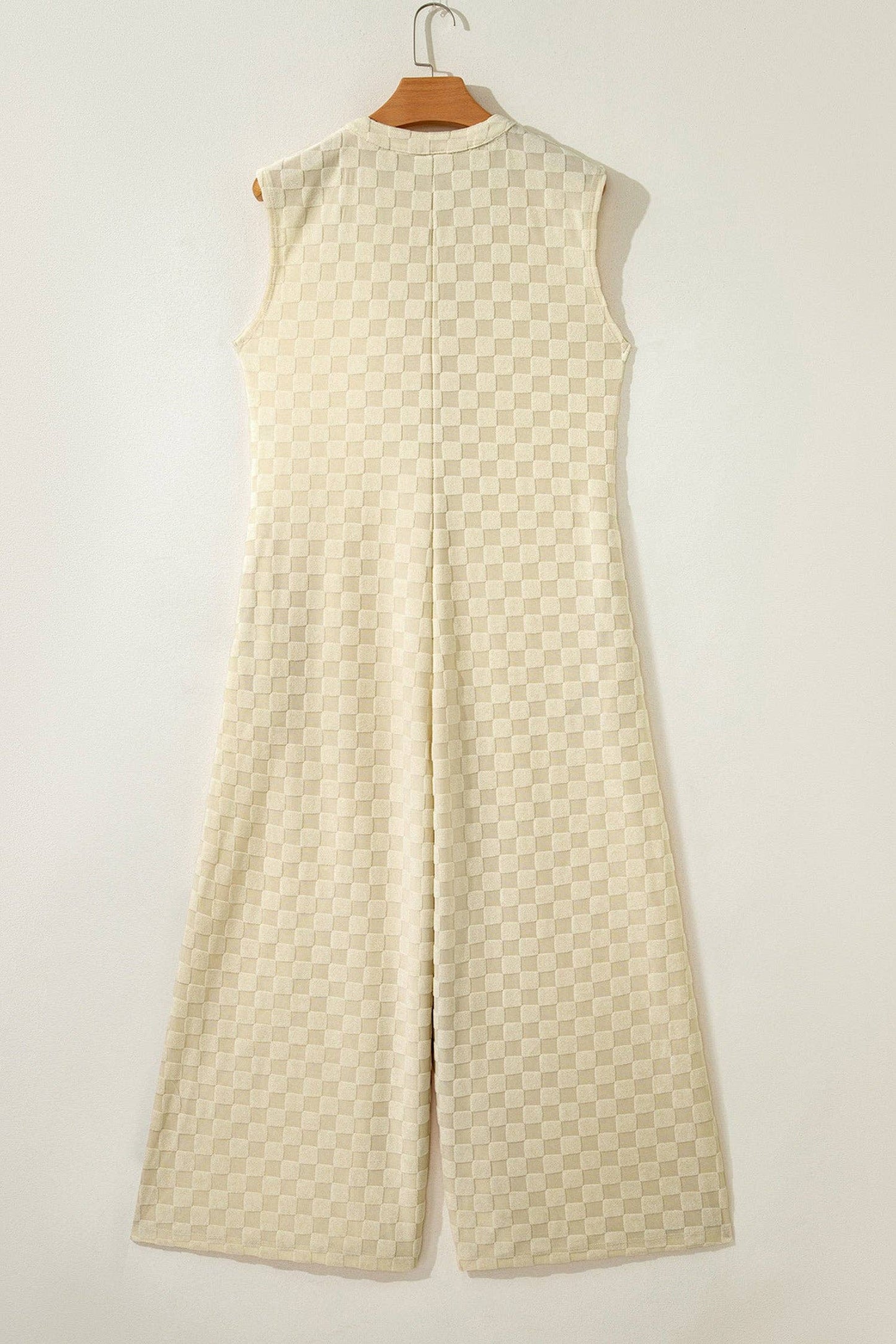 Checker Textured Wide Leg Jumpsuit
