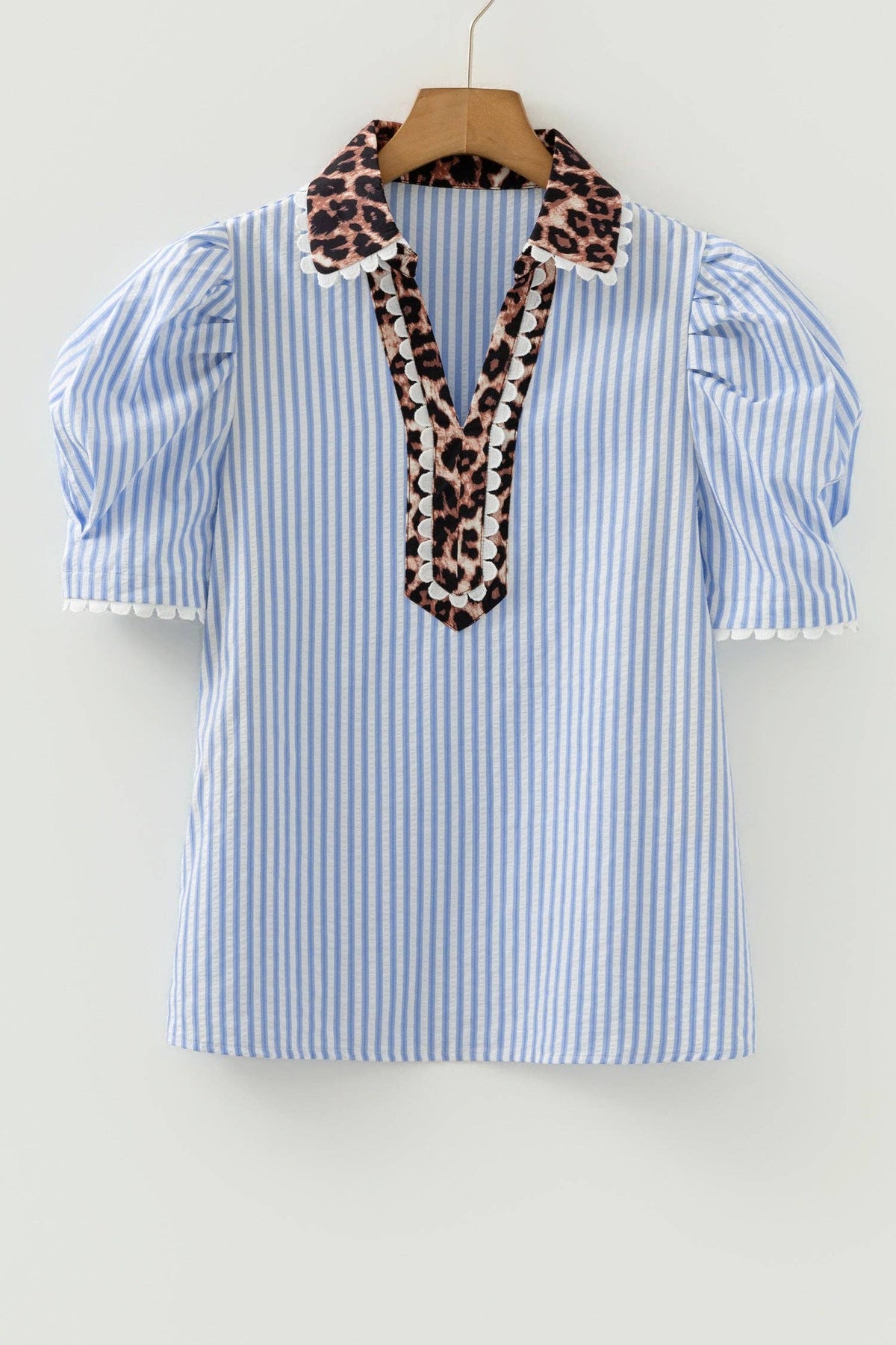 Leopard Patchwork Collared Blouse