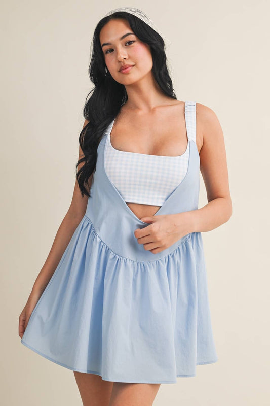 Gingham Print Double Layered Play Dress