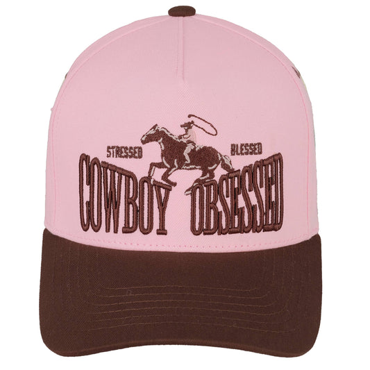 COWBOY OBSESSED Embroidered Cotton Trucker Cap