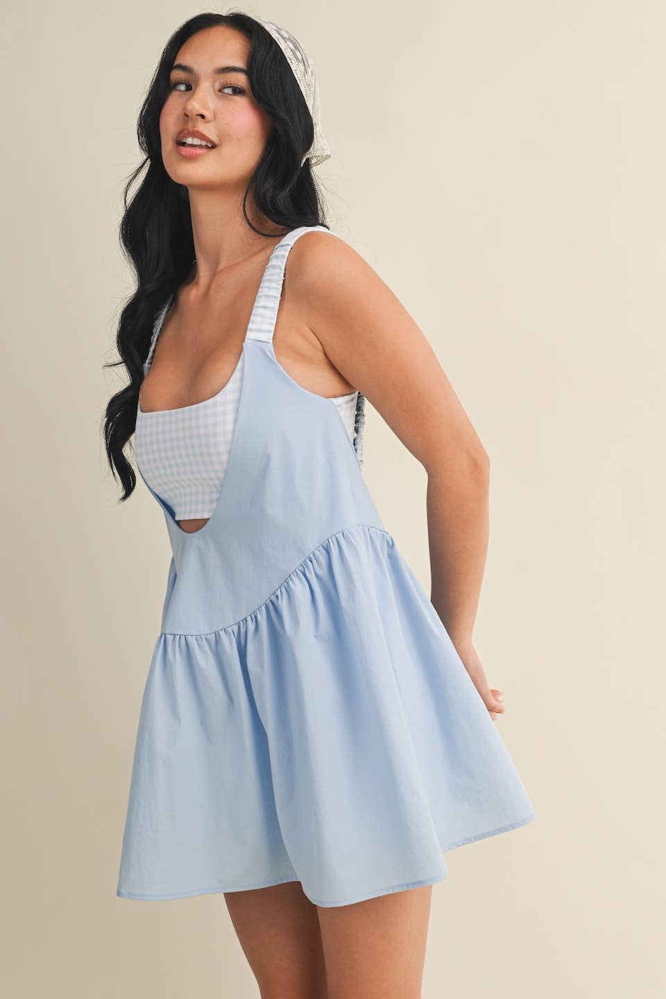 Gingham Print Double Layered Play Dress
