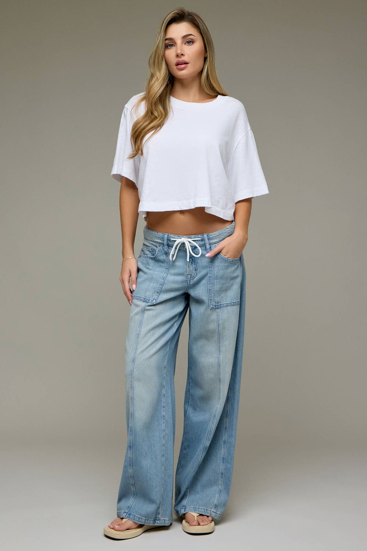 Vintage Super Soft Drawstring Mid Rise Wide Leg