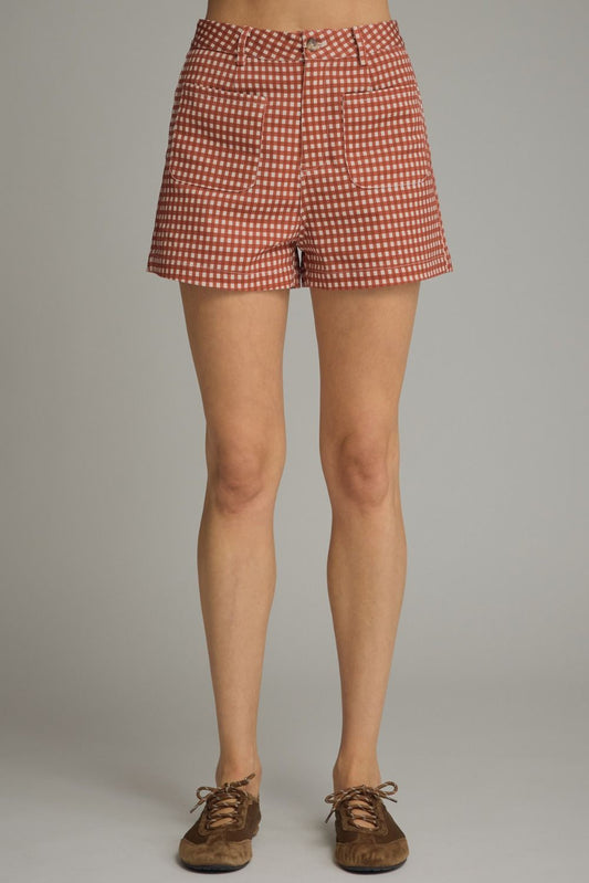 Rust Plaid Shorts
