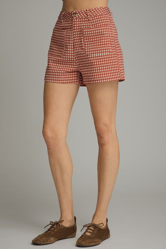 Rust Plaid Shorts