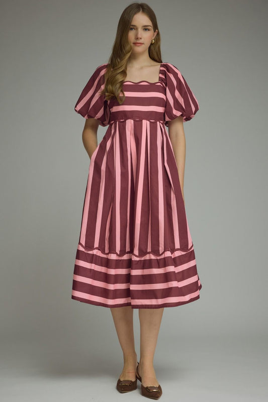 TWO TONE STRIPE MIDI