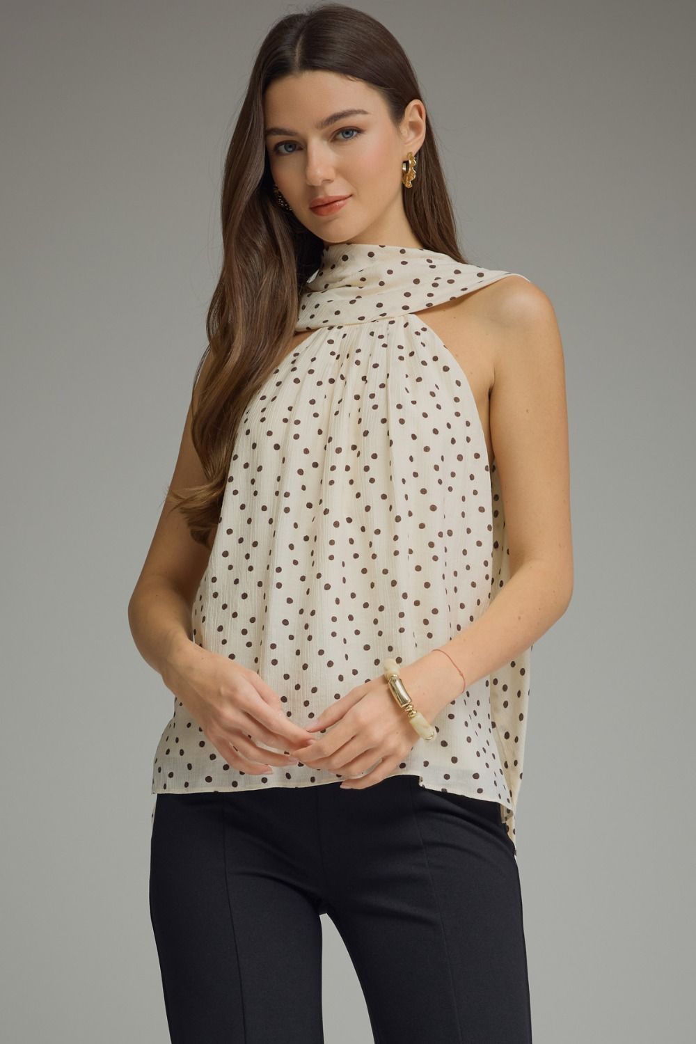 POLKA DOT HIGH NECK BLOUSE