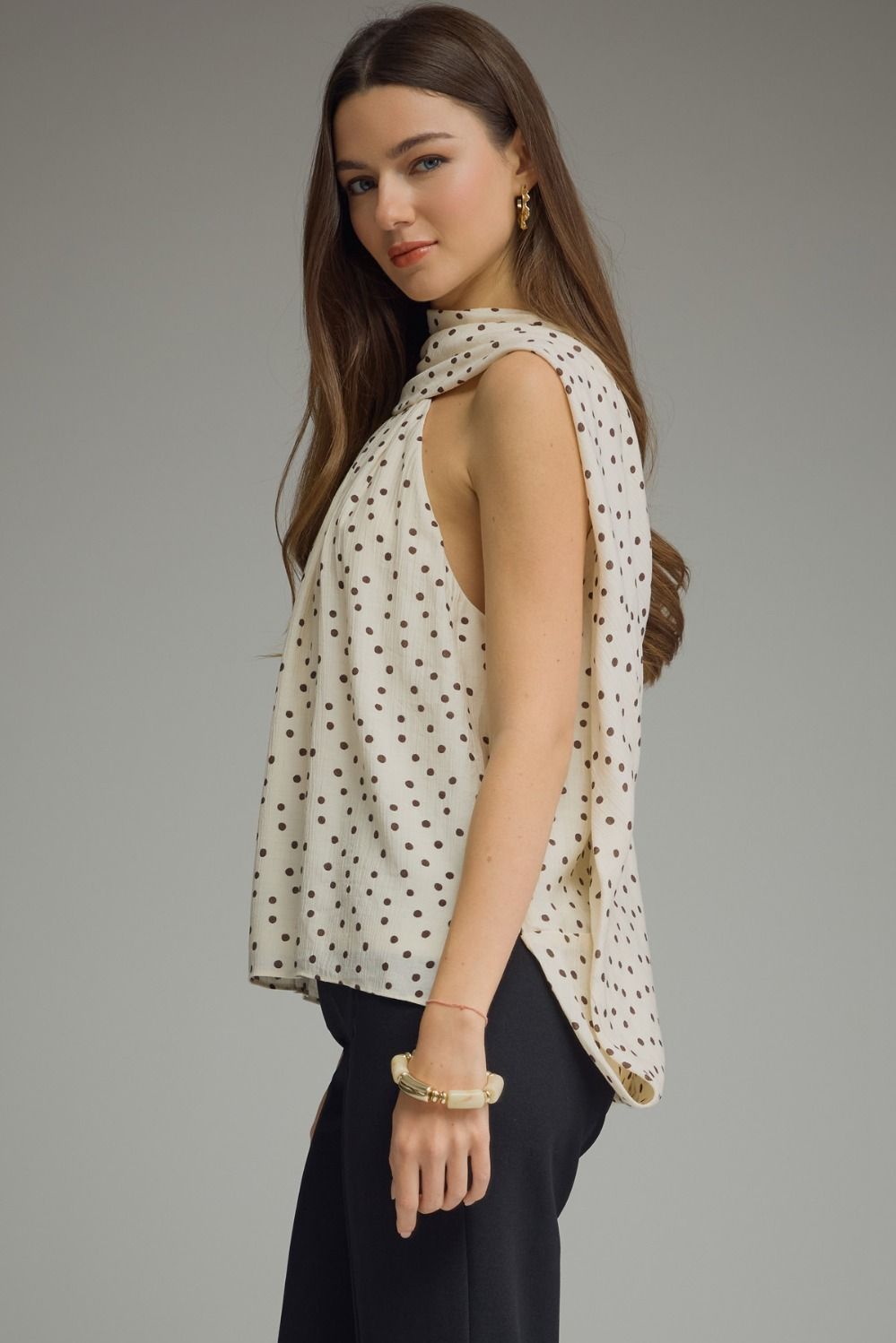 POLKA DOT HIGH NECK BLOUSE