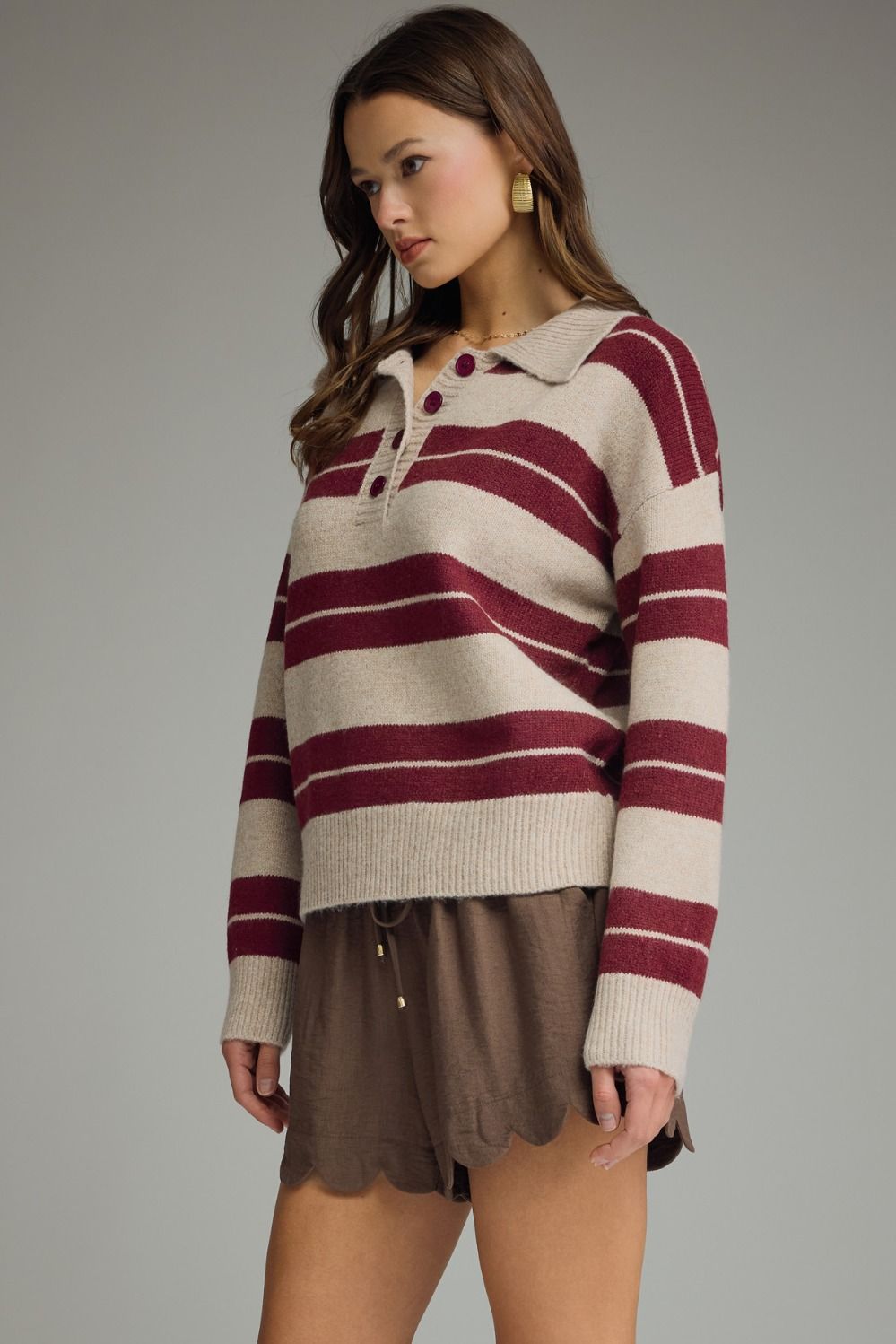 WINE STRIPED SWEATER