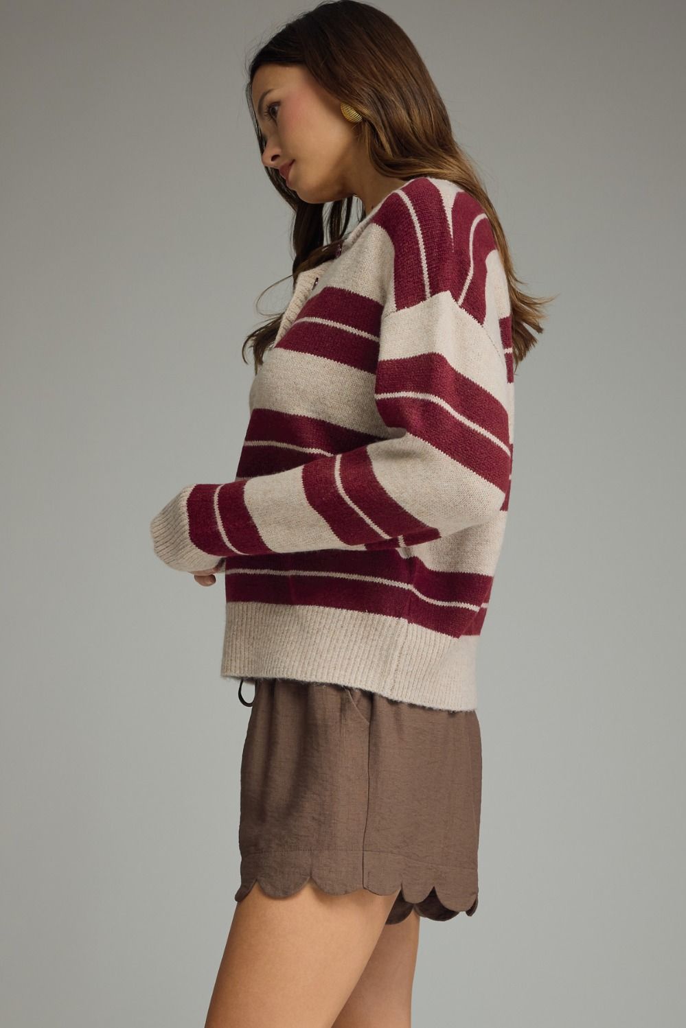 WINE STRIPED SWEATER
