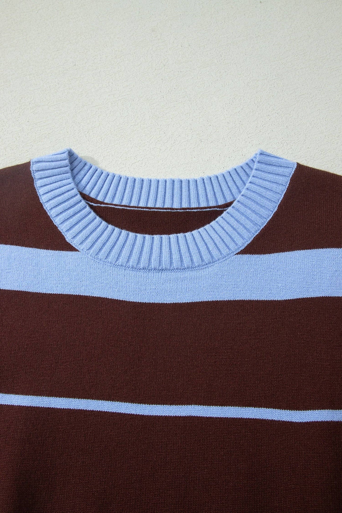 Stripe Short Sleeve Round Neck Knit Top