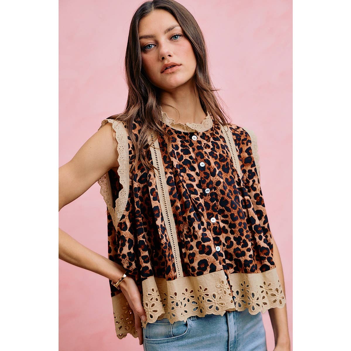 Leopard Pleated Blouse