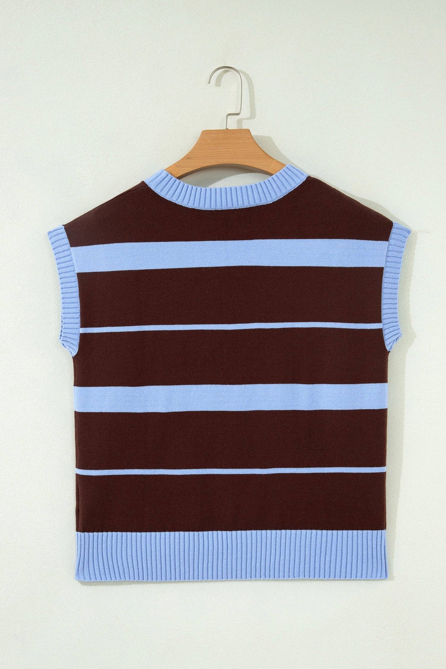 Stripe Short Sleeve Round Neck Knit Top